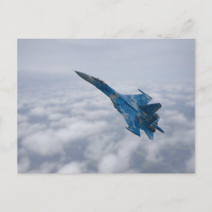 SU-27 Flanker Above The Clouds Postcard