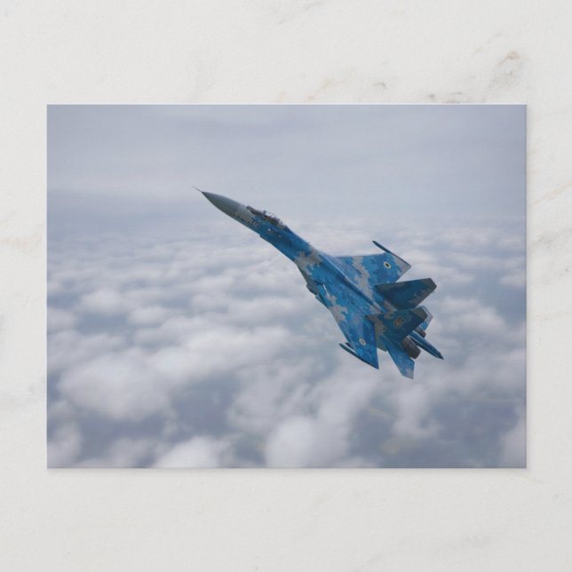 SU-27 Flanker Above The Clouds Postcard (Front)
