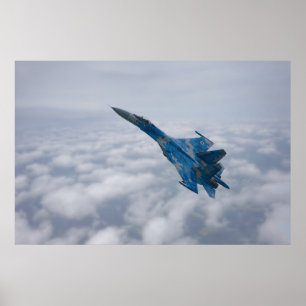 SU-27 Flanker Above The Clouds Poster