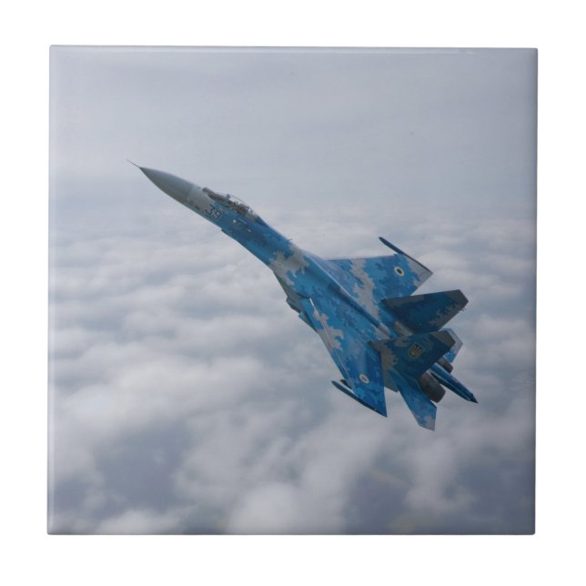 SU-27 Flanker Above The Clouds Tile (Front)