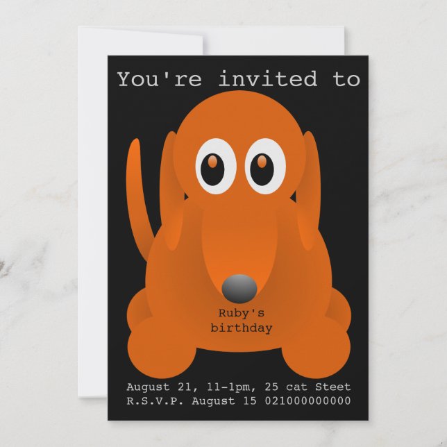 Suasage dog party invitation (Front)