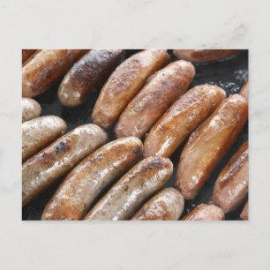 Suasages on Barbeque Postcard