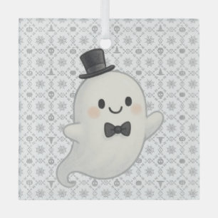 Suave cartoon ghost Halloween Glass Tree Decoration