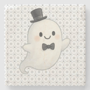 Suave cartoon ghost Halloween Stone Coaster