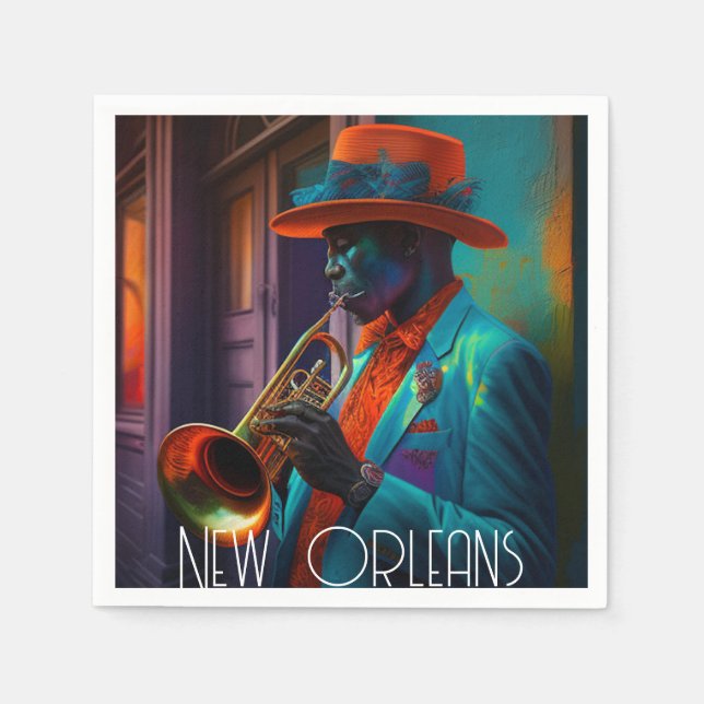 Suave New Orleans Jazz Trumpet Player  In NOLA     Napkin (Front)