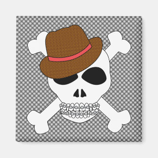 Suave Skull Crossbones with Fedora Magnet