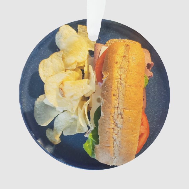 Sub Sandwich and Potato Chips Christmas Ornament (Front)