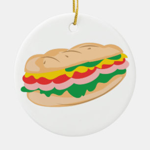 Sub Sandwich Ceramic Tree Decoration