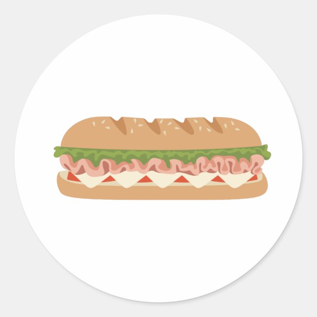 Sub Sandwich Classic Round Sticker (Front)