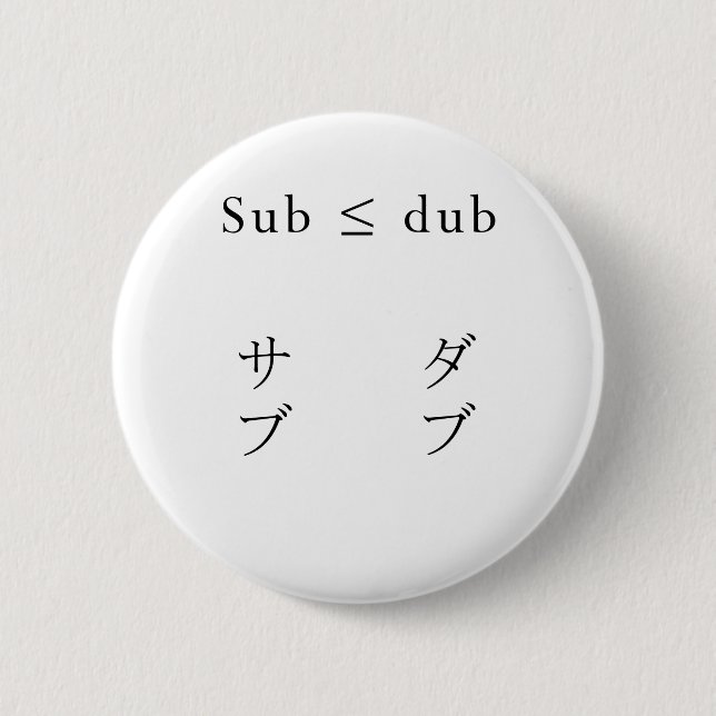 Sub vs dub 6 cm round badge (Front)