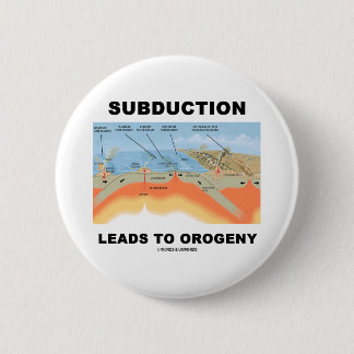Subduction Leads To Orogeny (Geology Humour) 6 Cm Round Badge