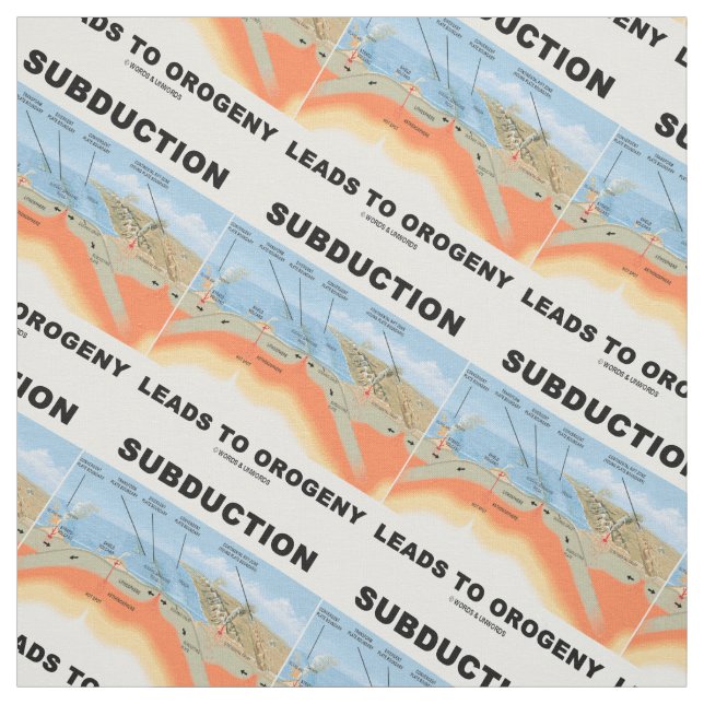 Subduction Leads To Orogeny Plate Tectonics Humour Fabric (Swatch)