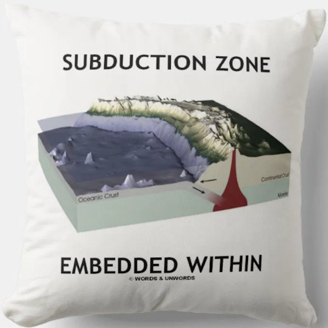 Subduction Zone Embedded Within (Geology Humour) Cushion (Throw pillow featuring "Subduction Zone Embedded Within" for any plate tectonics fan!)