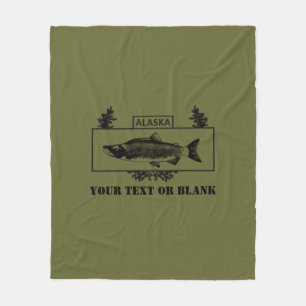 Subdued Alaska Combat Fisherman Badge Fleece Blanket