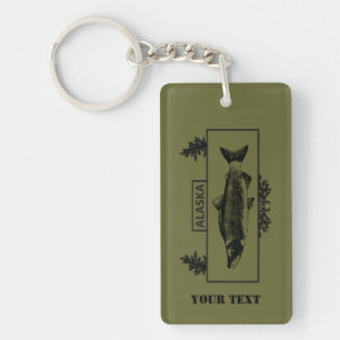 Subdued Alaska Combat Fisherman Badge Key Ring