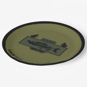 Subdued Alaska Combat Fisherman Badge Paper Plate