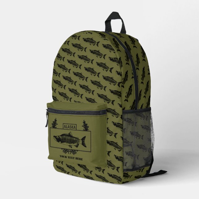 Subdued Alaska Combat Fisherman Badge Printed Backpack (Back Corner Right)