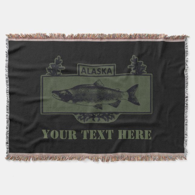 Subdued Alaska Combat Fisherman Badge Throw Blanket (Front)
