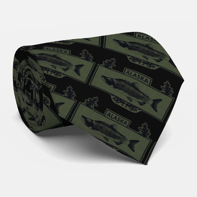 Subdued Alaska Combat Fisherman Badge Tie (Rolled)