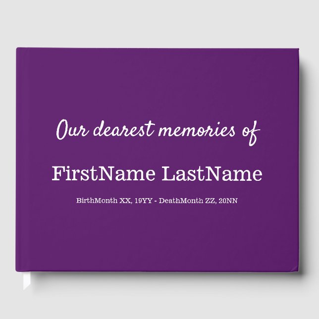 Subdued and Basic Funeral/Memorial Guestbook (Front)