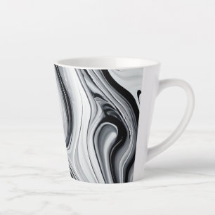 Subdued Ink Swirls Marble - Timeless Elegance Latte Mug