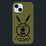 Subdued Maccabee Shield And Spears Case-Mate iPhon iPhone 15 Case<br><div class="desc">A black military "subdued" style depiction of a Maccabee's shield and two spears. The shield is adorned by a lion and text reading "Yisrael" (Israel) in the Paleo-Hebrew alphabet. Hebrew text reading "Maccabee" also appears. The Maccabees were Jewish rebels who freed Judea from the yoke of the Seleucid Empire. Chanukkah...</div>