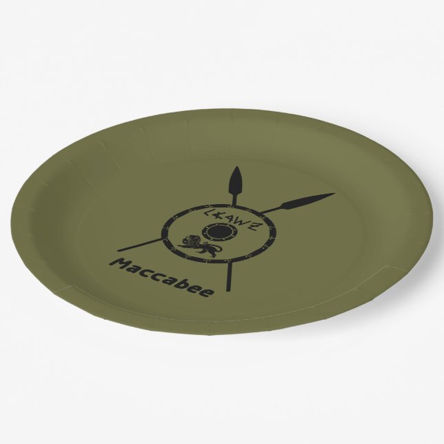 Subdued Maccabee Shield And Spears Paper Plate (Angled)