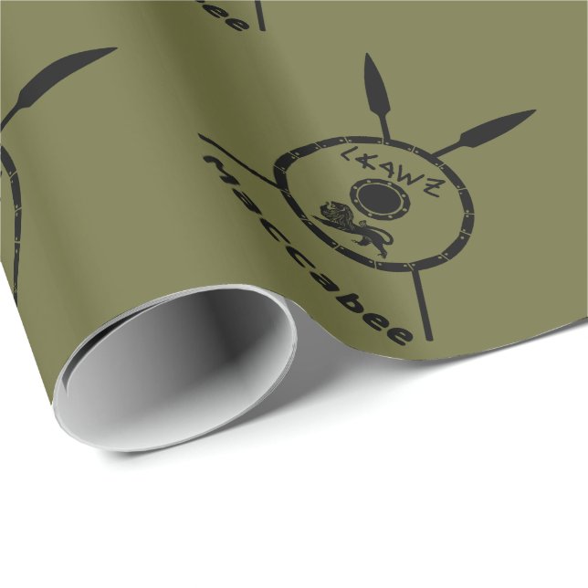 Subdued Maccabee Shield And Spears Wrapping Paper (Roll Corner)