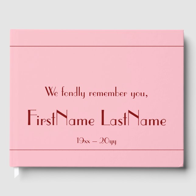 Subdued & Minimalist Funeral / Memorial Guestbook (Front)