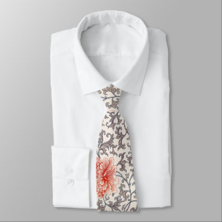 Subdued Oriental Floral Pattern Tie