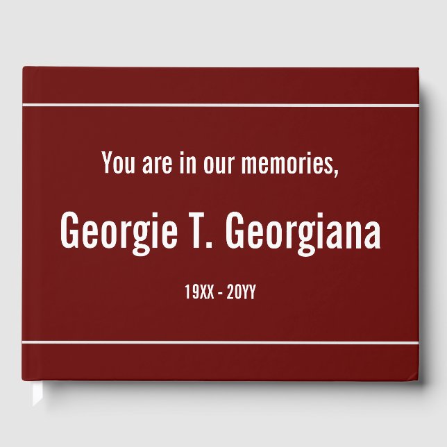 Subdued & Plain Memorial Guest Book (Front)