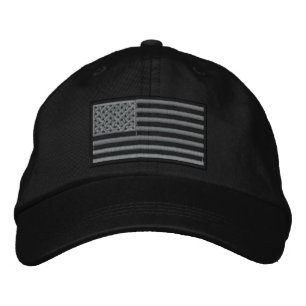 Subdued U.S. Flag Embroidered Hat (Black)