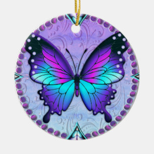 Sublimation Butterfly with Background Ceramic Tree Decoration