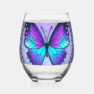 Sublimation Butterfly with Background Stemless Wine Glass