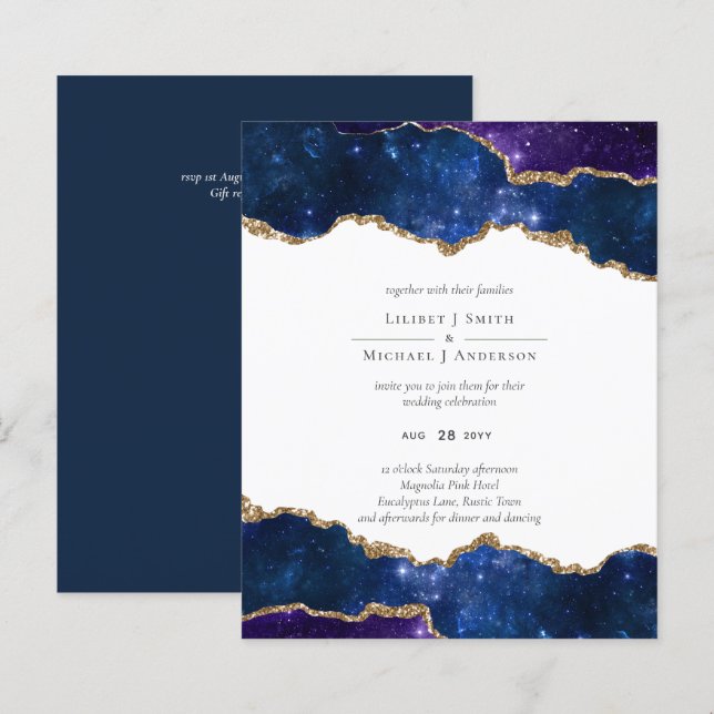 Sublime Agate Blue Gold WEDDING SUITE (Front/Back)