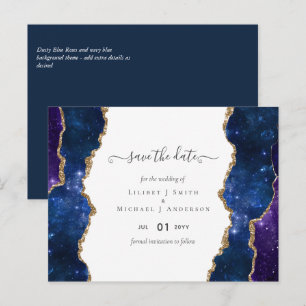 Sublime Agate Blue Gold WEDDING SUITE Postcard