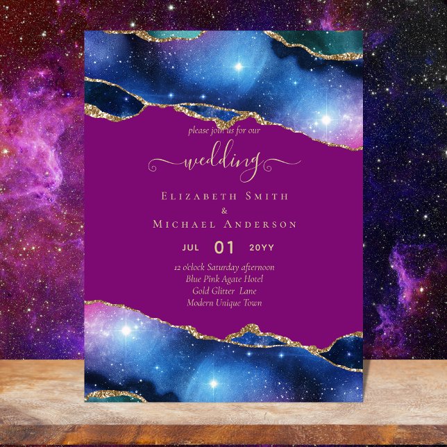 Sublime AGATE Purple Gold Glitter Wedding BUDGET Flyer (Creator Uploaded)