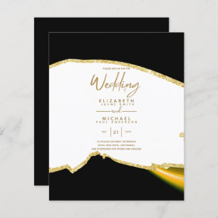 Sublime Black Gold White Wedding Invitations