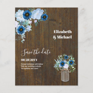 Sublime Dusty Blue Floral Mason Jar Wedding Flyer