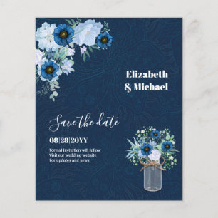 Sublime Dusty Blue Floral Mason Jar Wedding Flyer