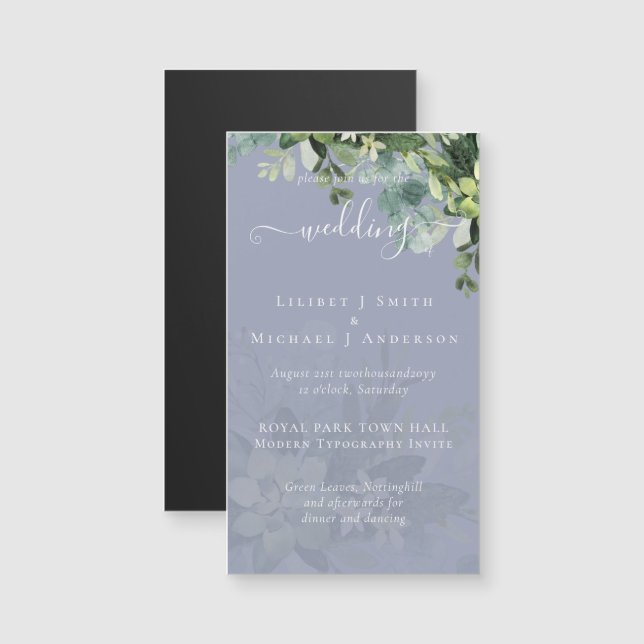 Sublime Dusty Blue GREENERY Eucalyptus WEDDING (Front/Back)