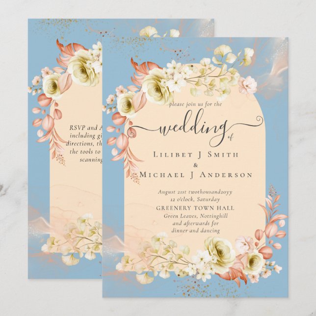 Sublime Dusty Blue Peach Wedding (Front/Back)