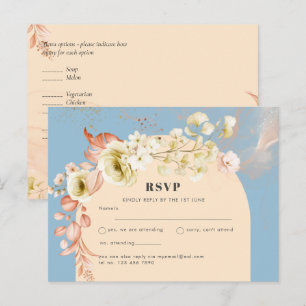 Sublime Dusty Blue Peach Wedding Postcard