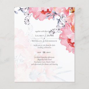Sublime Dusty Blue Pink Blossom Wedding Suite Flyer