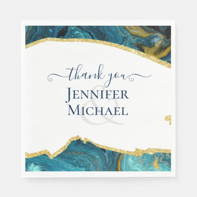 Sublime Emerald Gold AGATE Wedding Napkin (Front)