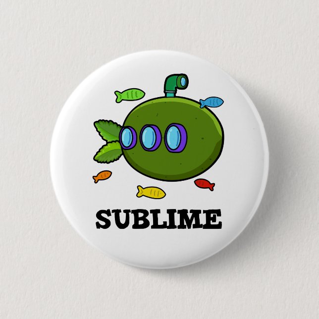 Sublime Funny Submarine Fruit Lime Pun  6 Cm Round Badge (Front)