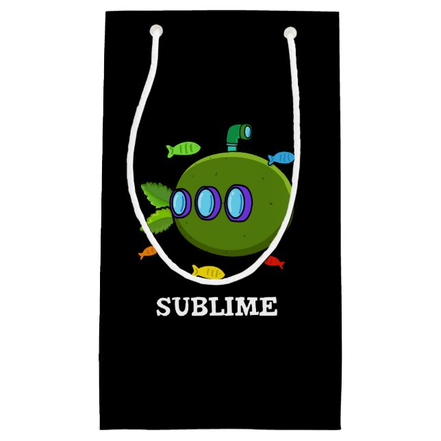Sublime Funny Submarine Fruit Lime Pun Dark BG Small Gift Bag (Front)