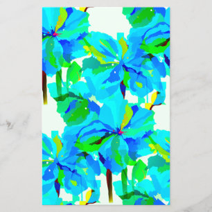 Sublime Himalayan Poppy Aqua Green Floral Pattern