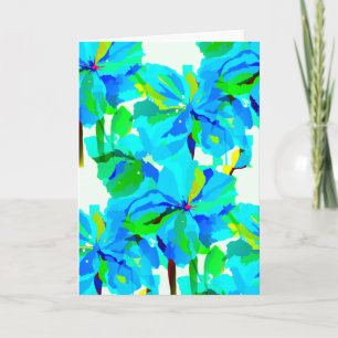Sublime Himalayan Poppy Aqua Green Floral Pattern Card