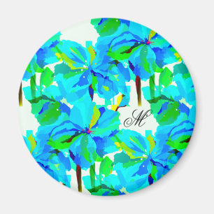 Sublime Himalayan Poppy Aqua Green Floral Pattern Magnet